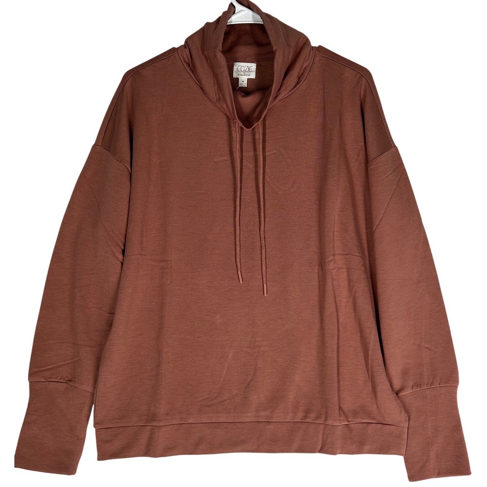 COZIE by Pink Rose Mock Turtleneck Sweatshirt Mocha Rose Color Women's‎ Med NWT